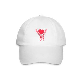 Skelett Hände rotes Herz Liebe Gothic Romantik - Baseballkappe - Weiß/Weiß - Vorne