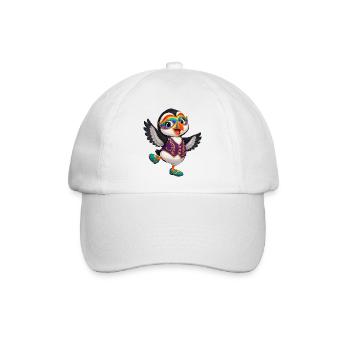 Karnevals-Pinguin im Lila-Weste - Baseballkappe - Weiß/Weiß - Vorne