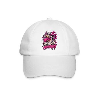 Mind Hunger Schädel in Pink Flammen - Baseballkappe - Weiß/Weiß - Vorne
