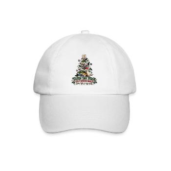 Turn the Page to Christmas – Bücherweihnacht - Baseballkappe - Weiß/Weiß - Vorne