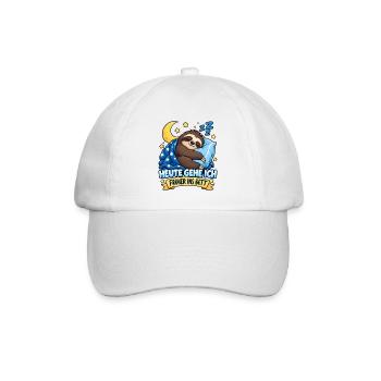 Süßes müdes Faultier Heute geh ich früher ins Bett - Baseballkappe - Weiß/Weiß - Vorne