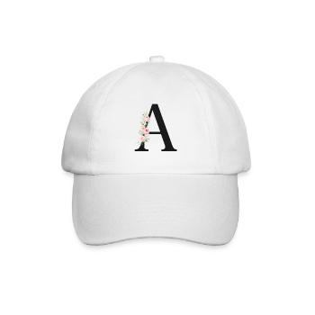A Buchstabe Monogram Floral - Baseballkappe - Weiß/Weiß - Vorne