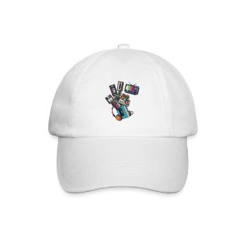 80er 90er Retro Technik & Gaming - Baseballkappe - Weiß/Weiß - Vorne