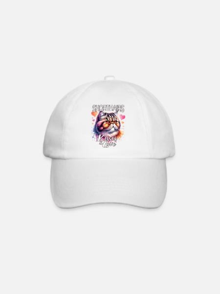 Exotische Kurzhaarkatze Liebe - Baseballkappe - Weiß/Weiß