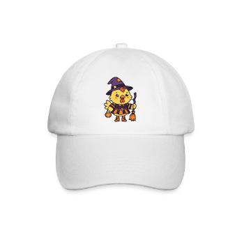 Niedliche Huhn-Hexe Halloween-Magie-Henne - Baseballkappe - Weiß/Weiß - Vorne