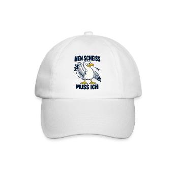Nen Scheiß muss ich – Freche Möwe - Baseballkappe - Weiß/Weiß - Vorne