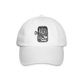 Sprotten – Maritimes Retro Fischmotiv - Baseballkappe - Weiß/Weiß - Vorne