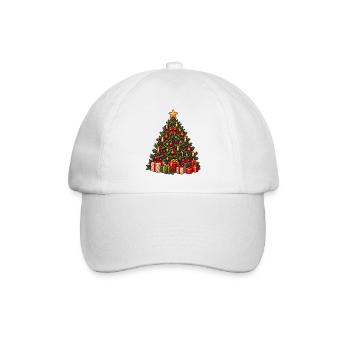 Weihnachtsbaum voller Lichter & Geschenke - Baseballkappe - Weiß/Weiß - Vorne
