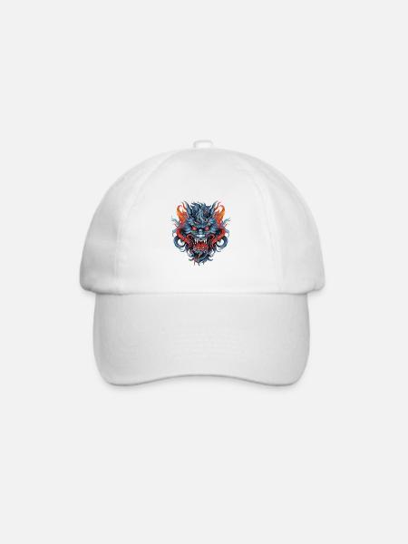 Drachenkopf Asiatischer Drache Bunt - Baseballkappe - Weiß/Weiß
