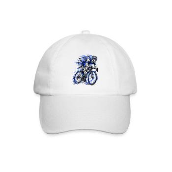 Blauer Sprint Radfahrer Grafik - Baseballkappe - Weiß/Weiß - Vorne