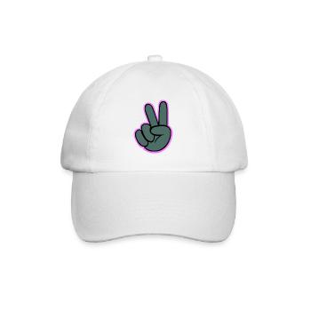 Peacezeichen Hand mit Pink Outline - Baseballkappe - Weiß/Weiß - Vorne