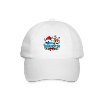 Frohe Weihnachten Süßes Rentier und Bommelmütze - Baseballkappe - Weiß/Weiß - Vorne