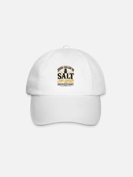 Jesus Salt Not Syrup Geistliches Zitat-Kunstwerk - Baseballkappe - Weiß/Weiß