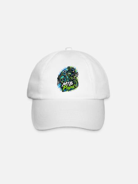 MTB Papa Abenteuerprint Geschenkidee - Baseballkappe - Weiß/Weiß