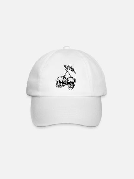 Kirschschädel – makabre gotische Früchte - Baseballkappe - Weiß/Weiß