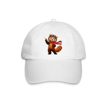 Pilot Red Panda mit Papierflugzeug - Baseballkappe - Weiß/Weiß - Vorne