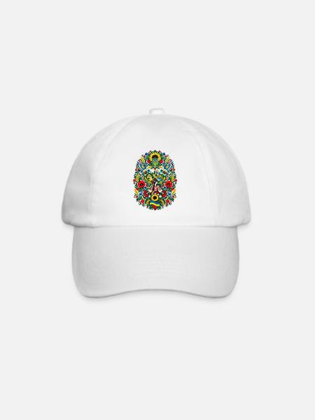 Ukraine | Sonnenblumen & Volkskunst - Baseballkappe - Weiß/Weiß