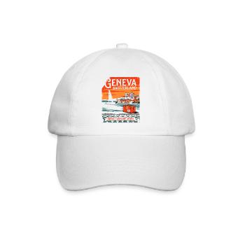 Vintage Geneva Switzerland Lakeside Jewel Travel - Baseballkappe - Weiß/Weiß - Vorne