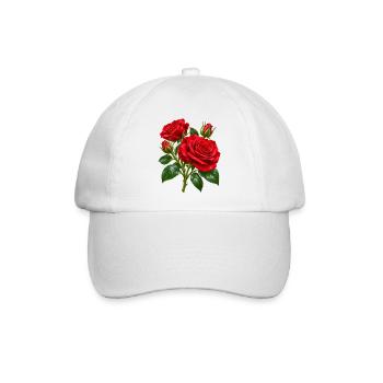 Crimson Rose Bouquet-Kunstwerk - Baseballkappe - Weiß/Weiß - Vorne