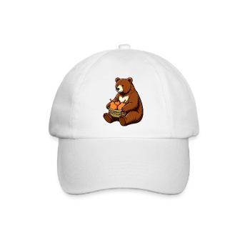 Bär mit Birnenkorb - Baseballkappe - Weiß/Weiß - Vorne