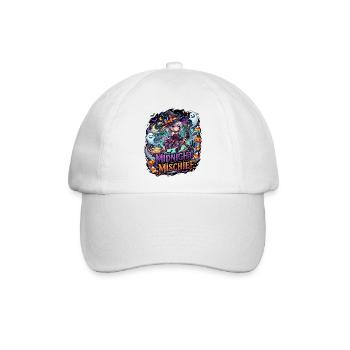 Süße Anime-Hexe auf Halloween-Besen - Baseballkappe - Weiß/Weiß - Vorne