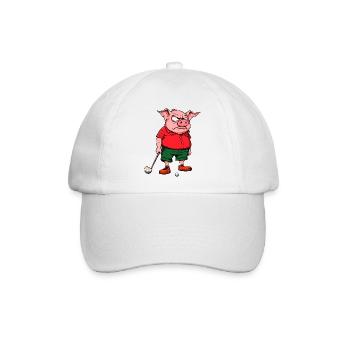 Schwein Golfspieler - Baseballkappe - Weiß/Weiß - Vorne