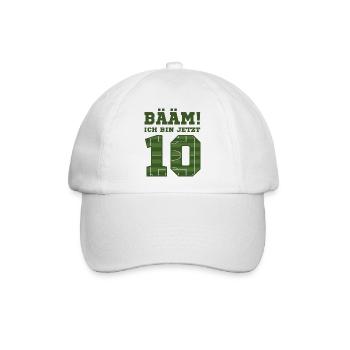 10. Geburtstag Fußballspieler - Baseballkappe - Weiß/Weiß - Vorne