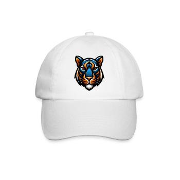 Tiger Kopf Vektor Blau Orange - Baseballkappe - Weiß/Weiß - Vorne