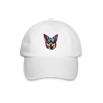 Pop-Art Hundegesicht - Baseballkappe - Weiß/Weiß - Vorne