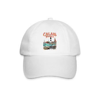 Vintage Calais France Seaside Lighthouse Landscape - Baseballkappe - Weiß/Weiß - Vorne