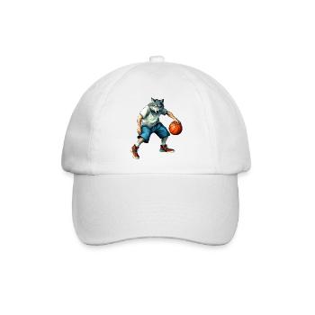 Wölfe Basketballer / Basketball Wolf - Baseballkappe - Weiß/Weiß - Vorne