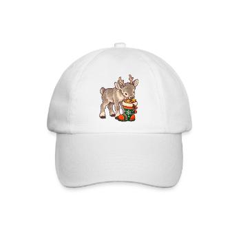 Rentier mit Weihnachtssocke - Baseballkappe - Weiß/Weiß - Vorne