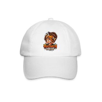 Lustiges Halloween-Motiv Halloween im Kopf - Baseballkappe - Weiß/Weiß - Vorne
