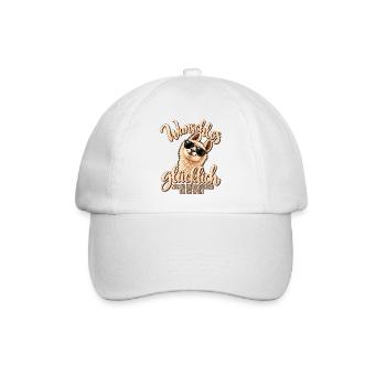 Wunschlos glücklich – Lustiger Lama Spruch - Baseballkappe - Weiß/Weiß - Vorne