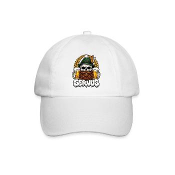 Servus Totenkopf mit Bier und Bart - Baseballkappe - Weiß/Weiß - Vorne