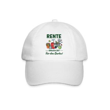 Rente endlich Zeit für den Garten lustige Sprüche - Baseballkappe - Weiß/Weiß - Vorne