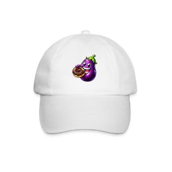 Aubergine Süß Cartoon Keks Nachtisch - Baseballkappe - Weiß/Weiß - Vorne