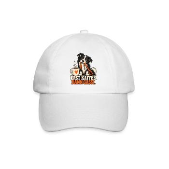 Erst Kaffee, Dann Gassi Hundemotiv - Baseballkappe - Weiß/Weiß - Vorne