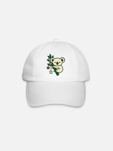 Weihnachts Koala Stern Grafik - Baseballkappe - Weiß/Weiß
