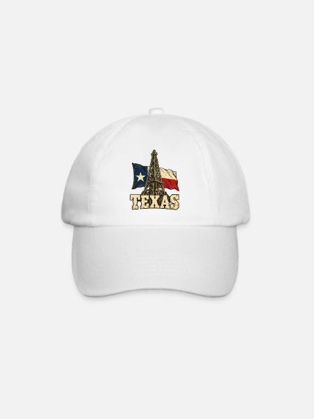 Texas Fahne und Bohrturm - Baseballkappe - Weiß/Weiß