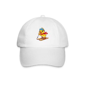 Süße Ente Skifahrer Cartoon Wintersport - Baseballkappe - Weiß/Weiß - Vorne