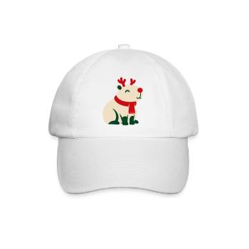 Rentier Rote Nase Clipart - Baseballkappe - Weiß/Weiß - Vorne