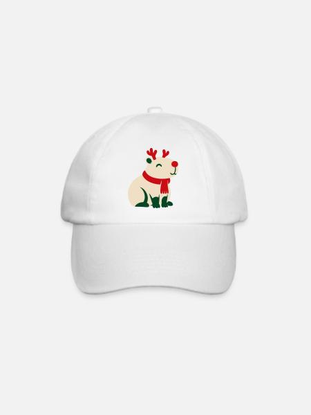 Rentier Rote Nase Clipart - Baseballkappe - Weiß/Weiß