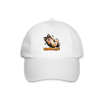 Will to Play Cute Pixel Art Puppy – verspielter Hund - Baseballkappe - Weiß/Weiß - Vorne