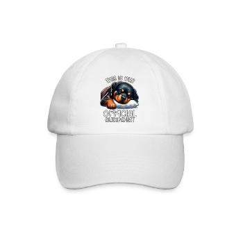 Lustiges Rottweiler Schlafshirt - Baseballkappe - Weiß/Weiß - Vorne