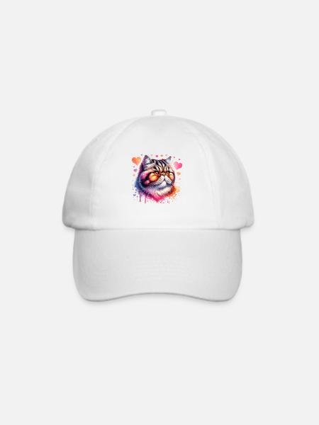 Exotische Kurzhaarkatze - Baseballkappe - Weiß/Weiß