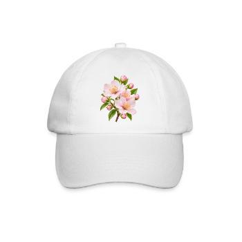 Rosa Sakura-Blüten-Strauß - Baseballkappe - Weiß/Weiß - Vorne
