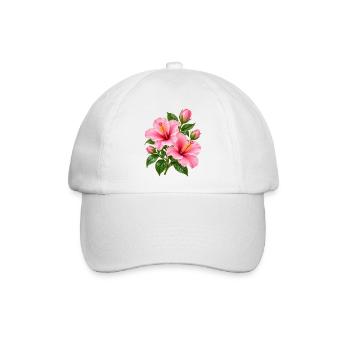 Rosa Hibiskusblüte - Baseballkappe - Weiß/Weiß - Vorne