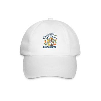 Lustiger Limoncello Stay Groovy Hund - Baseballkappe - Weiß/Weiß - Vorne