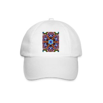 Bunter kaleidoskopische Mandala - Baseballkappe - Weiß/Weiß - Vorne